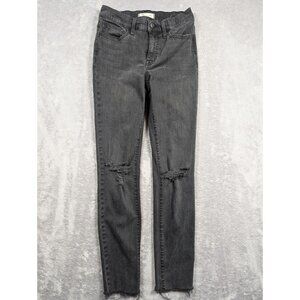 Madewell Jeans Womens Size 26 Charcoal Skinny Distressed Grunge Edgy Mid Rise